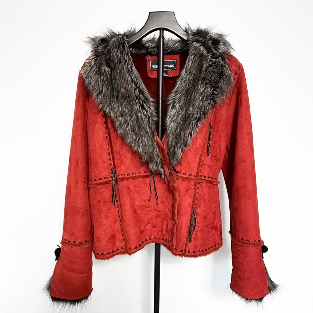 SOLD!! OFFERS INVALID! Regent Park Faux Suede Coat with Faux Fur Collar Size M - Picture 4 of 15